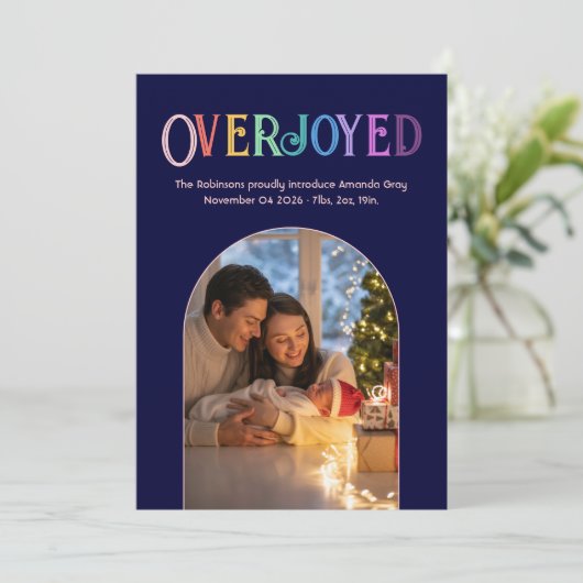 Blush Harmony Xmas Baby Geboorteaankondiging Foto Feestdagenkaart (Staand voorkant)