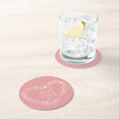 Blush hartinforline ronde kartonnen onderzetter (Insitu)