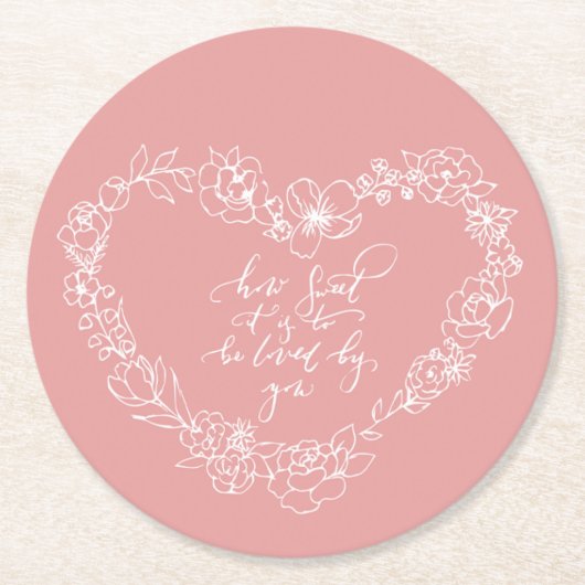 Blush hartinforline ronde kartonnen onderzetter (Voorkant)
