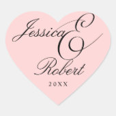Blush Heart Ampersand Wedding Envelope Seal Hart Sticker (Voorkant)