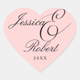 Blush Heart Ampersand Wedding Envelope Seal Hart Sticker