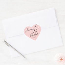 Blush Heart Ampersand Wedding Envelope Seal Hart Sticker