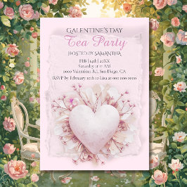 Blush Heart Galentine Tea Party Soft Romance Charm Kaart