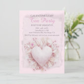 Blush Heart Galentine Tea Party Soft Romance Charm Kaart (Staand voorkant)
