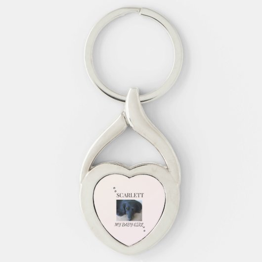 Blush Heart Pet Photo with Paw Prints Sleutelhanger (Voorkant)