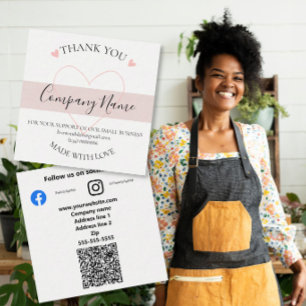 Blush Heart QR Code Kleine Zakelijke Dankbetuiging Vierkante Visitekaartje