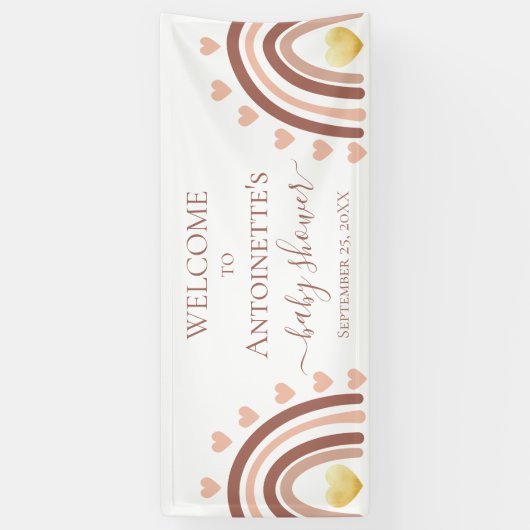 Blush Hearts Rainbow Boho Baby shower Banner (Verticaal)