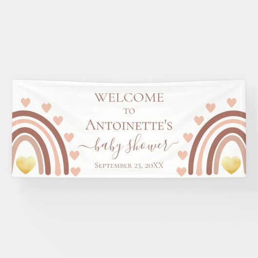 Blush Hearts Rainbow Boho Baby shower Banner (Horizontaal)