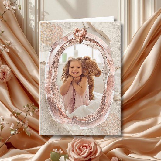 Blush Heirloom Heart Photo Frame Loving  Kaart