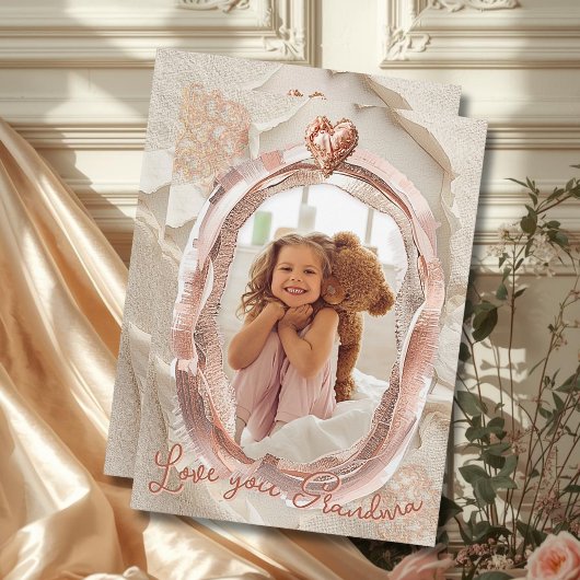 Blush Heirloom Heart Photo Frame Loving Keepsake Feestdagenkaart
