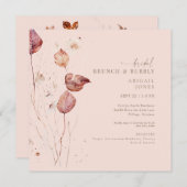 Blush herfst bruids brunch & bubble douche kaart (Voorkant / Achterkant)