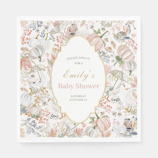 Blush Herfst Gans Baby Shower Servet (Voorkant)