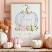 Blush herfst pompoen baby shower welkom poster