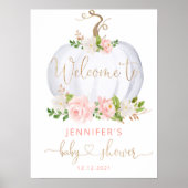 Blush herfst pompoen baby shower welkom poster (Voorkant)
