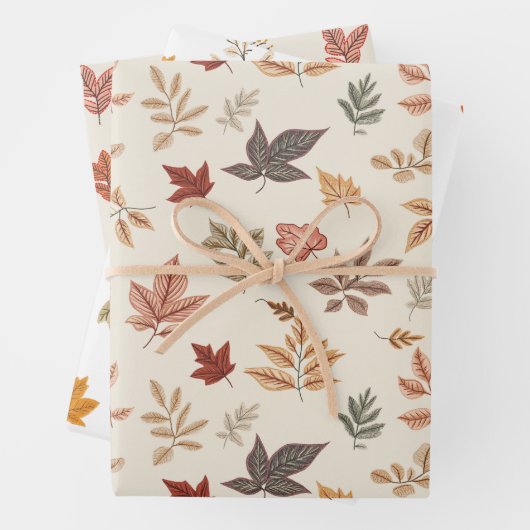 Blush Herfstbladeren Patroon Inpakpapier Vel (In situ)