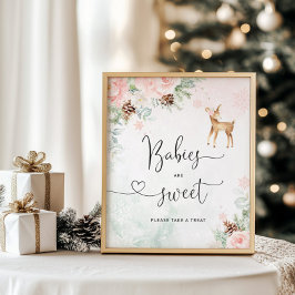 Blush herten roze sneeuwvlokken Baby's zijn zoet P Poster