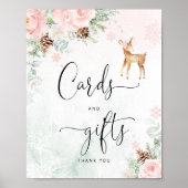 Blush herten roze sneeuwvlokken Kaarten en geschen Poster (Voorkant)