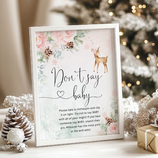 Blush herten roze winter Zeg niet baby spel Poster
