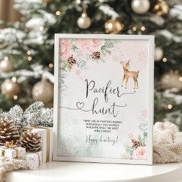 Blush herten sneeuwvlokken Pacifier jacht spel Pos Poster