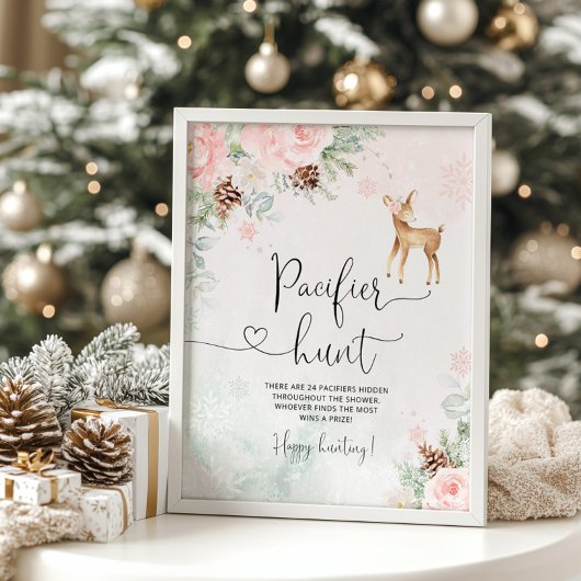 Blush herten sneeuwvlokken Pacifier jacht spel Pos Poster