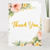 Blush Hibiscus Garden Wedding Bedankkaart (Voorkant)