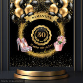 Blush Hoge Hakken Gouden Glitter 50ste Verjaardag  Wandkleed