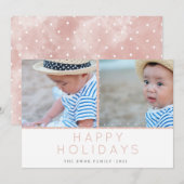 Blush Holiday Tidings Fotokaart Feestdagenkaart (Voorkant / Achterkant)