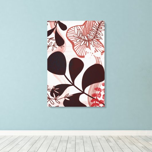 Blush Horizon – Modern Abstract Botanical  Canvas Afdruk (Insitu (Houten vloer))