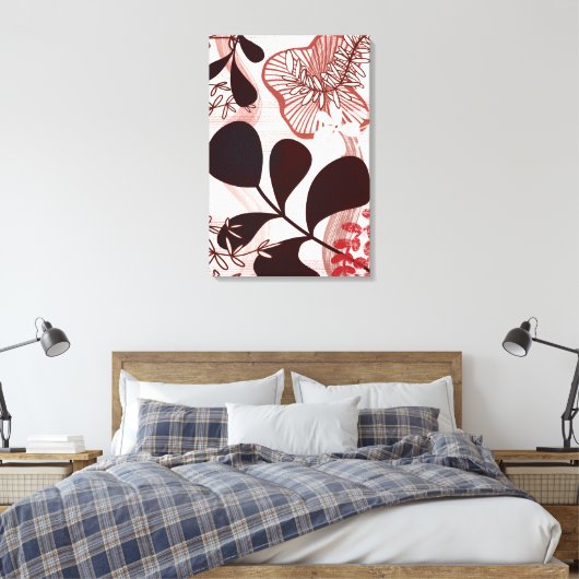 Blush Horizon – Modern Abstract Botanical  Canvas Afdruk (Insitu (Slaapkamer))