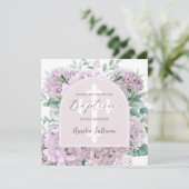 Blush hortensia boog doop uitnodiging (Staand voorkant)