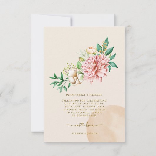 Blush hortensia bruiloft dank u fotokaart bedankkaart (Achterkant)