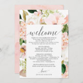 Blush hortensia bruiloft welkom routebeschrijving  programmakaart (Voorkant / Achterkant)