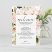 Blush hortensia bruiloft welkom routebeschrijving  programmakaart (Staand voorkant)