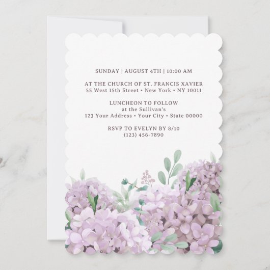 Blush hortensia doop kaart (Achterkant)