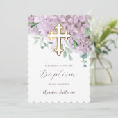 Blush hortensia doop kaart (Staand voorkant)