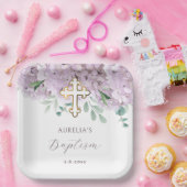 Blush hortensia doop papieren bordje (Feest)