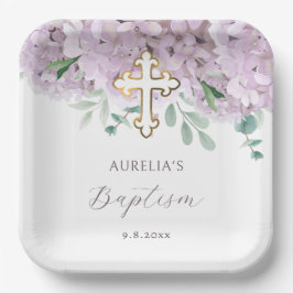 Blush hortensia doop papieren bordje