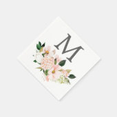 Blush hortensia monogram bruiloft cocktail servet (Hoek)