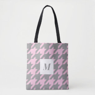 Blush Houndstooth Monogrammed Canvas tas