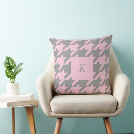 Blush Houndstooth Monogrammed Sierkussen