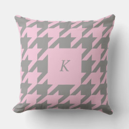 Blush Houndstooth Monogrammed Sierkussen