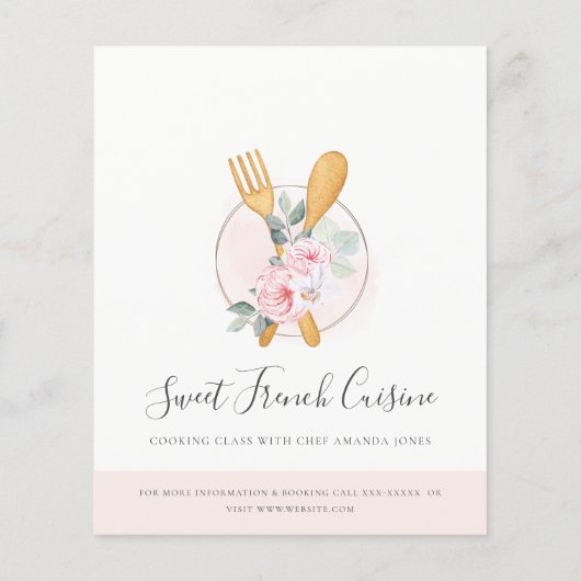 Blush-houten vorkfork bakkerijklasse flyer (Achterkant)