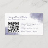 Blush Houtskool Grijs Waterverf Aangepaste Logo QR Visitekaartje (Achterkant)