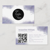 Blush Houtskool Grijs Waterverf Aangepaste Logo QR Visitekaartje (Voorkant / Achterkant)
