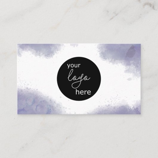 Blush Houtskool Grijs Waterverf Aangepaste Logo QR Visitekaartje (Voorkant)