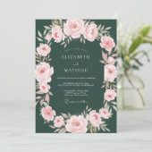 Blush Hunter Petal Bruiloft Kaart (Staand voorkant)