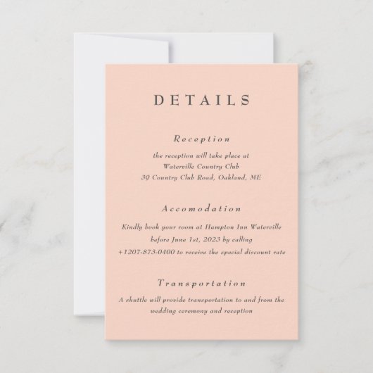 Blush Huwelijksdetails QR-code bijlage kaart (Voorkant)