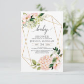 Blush Hydrangea Baby Shower Uitnodigingen (Staand voorkant)