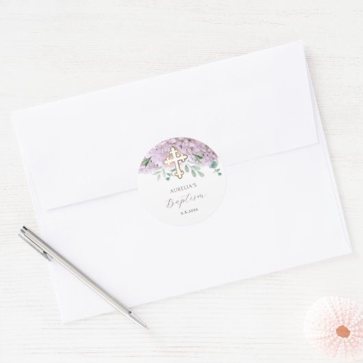 Blush Hydrangea Baptism Sticker (Envelop)