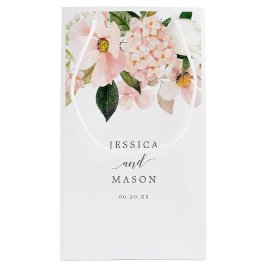 Blush Hydrangea Hotel Wedding Gift Bag Klein Cadeauzakje (Achterkant)